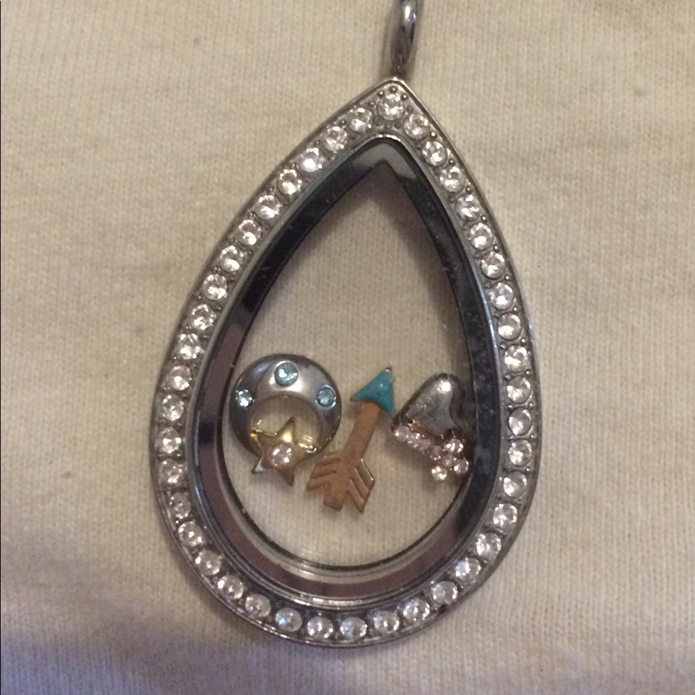 Origami owl locket with charms